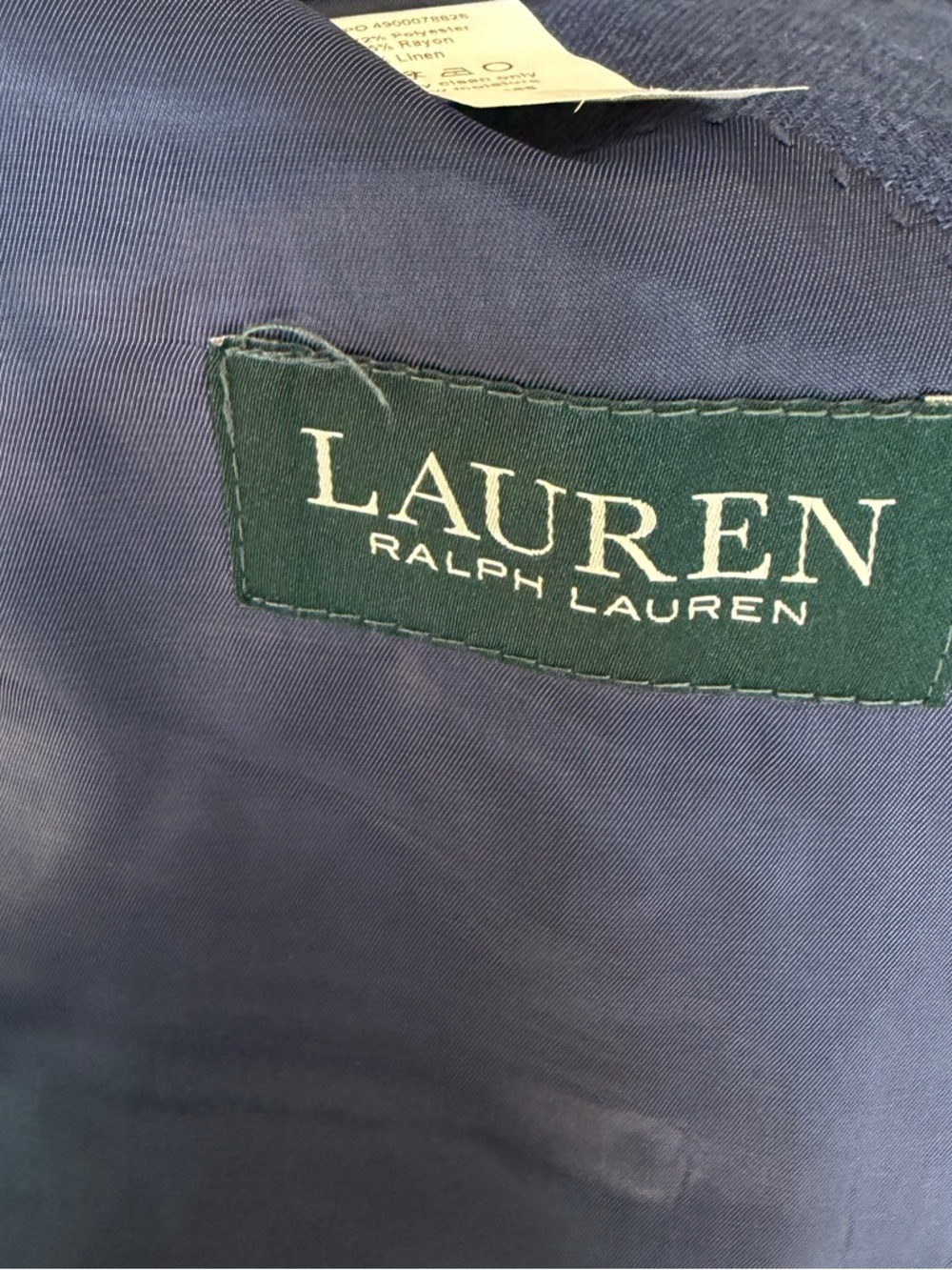 Lauren Ralph Lauren Men's Linen Blend Navy Blue Two Button Blazer Jacket Sz. 42R - Picture 4 of 12